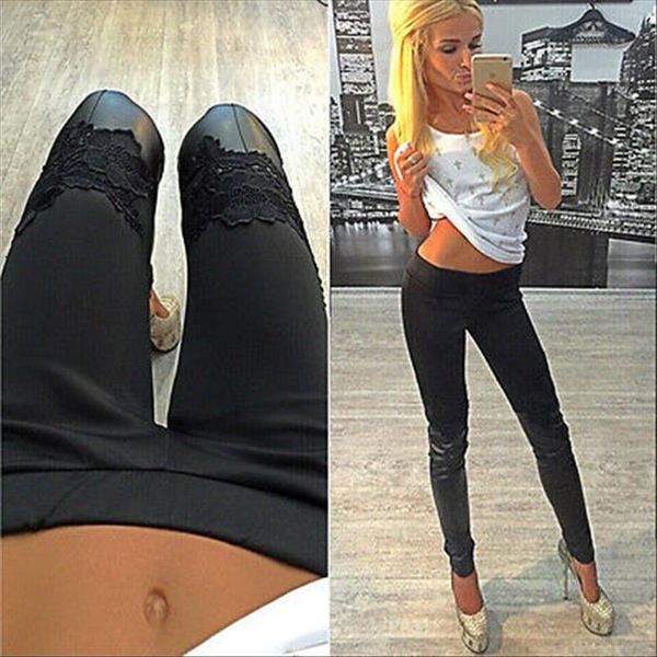 

womens new stylish leggings regular slim fit lambskin leather leggings drop shipping good quality, Black