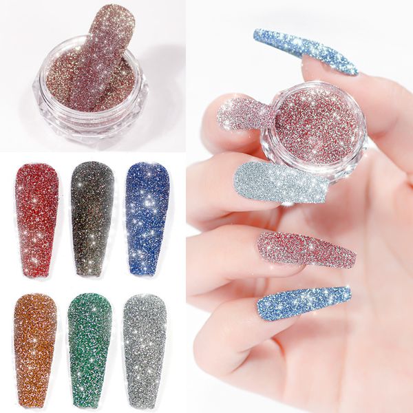 

sparkling diamond nail powder laser silver reflective nails glitter dust fine shiny pigment holographic decorations, Silver;gold