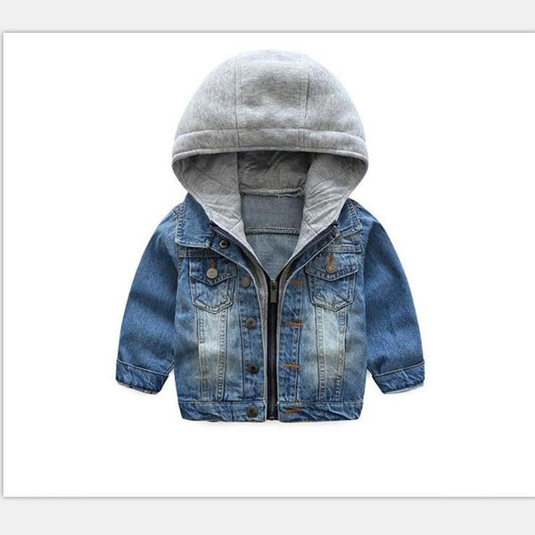 

jackets 2021 baby boys denim jacket classic zipper hooded outerwear coat spring autumn children clothing kids, Blue;gray