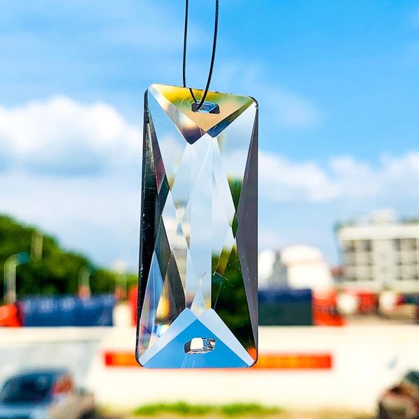 

2 5pcs rectangle crystal wind bell drop pendant glass rainbow maker prism crystal lamp wedding yard party pendant diy hanging de h bbygnu