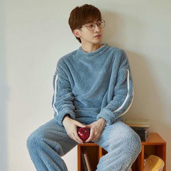 

winter flannel sleepwear plus size men pyjamas coral fleece thicken casual homewear warm boy pijama sleep lounge pajama set xxxl, Black;brown