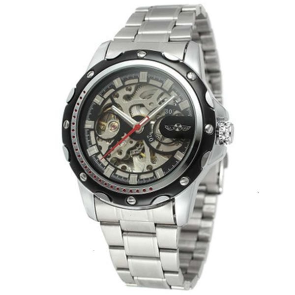 

leisure winner watch classic men's watch fashion men's business automatic mechanical watch, Slivery;brown