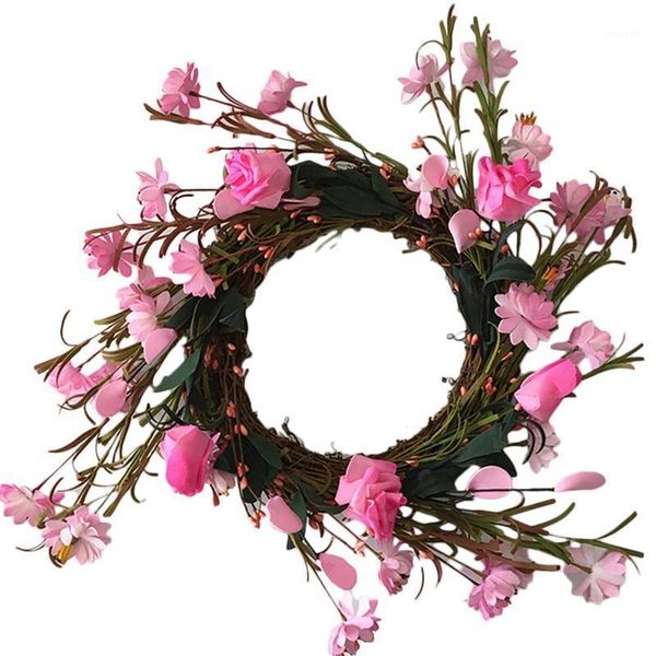 

artificial rose wreath faux floral wreath for valentine's day front door indoor wall home wedding decor pink rose flower1