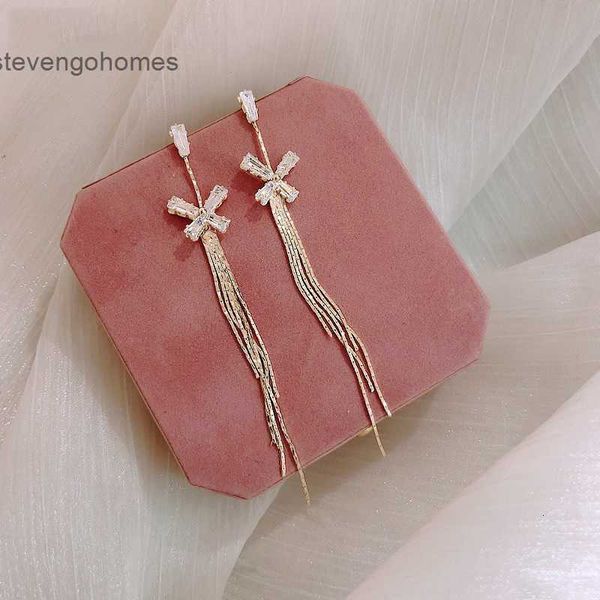 

sweet line 2020 ins fashion long tassel 925 pure silver needle earrings, Golden