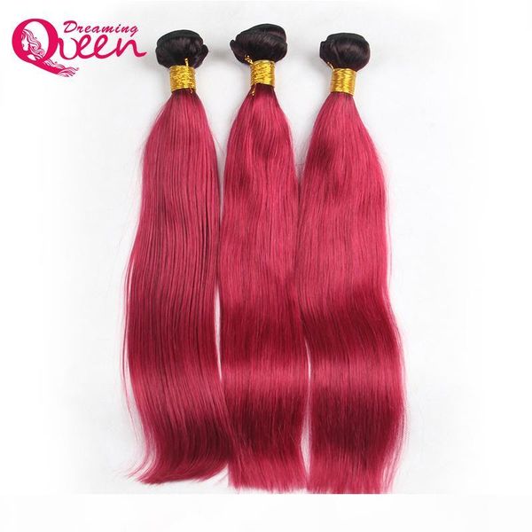 

#t1b burg ombre brazilian straight human hair extension brazilian virgin human hair bundles 3 pcs ombre weave hair product ing, Black