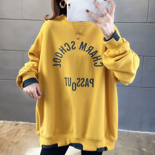 

6xcnm 2020 fashion autumn round neck long-sleeved loose ins sweater letter fashion super fire sweater women's printing cxjrf, Black
