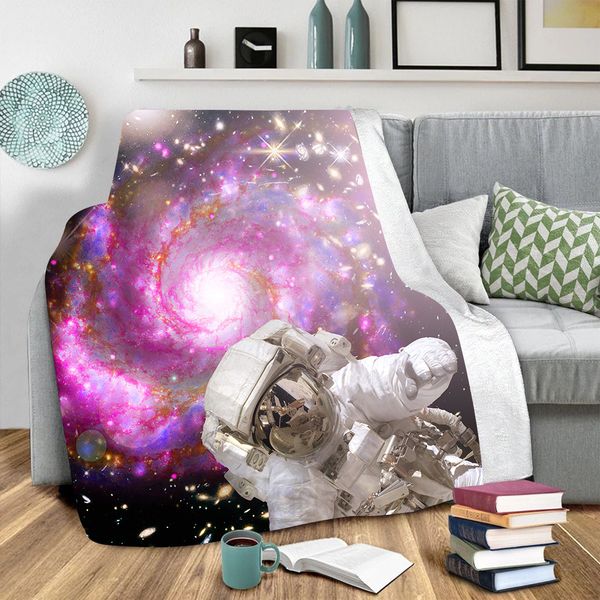 

galaxy astronaut 3d printed fleece blanket for beds hiking picnic thick quilt fashionable bedspread sherpa throw blanket 06