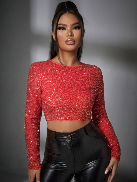 

zip back glitter crop s1en#, White