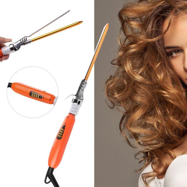 

9mm 360 degree rotating electric hair salon curler tool ceramic curling iron wand