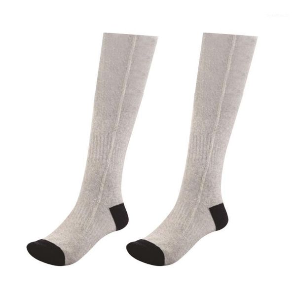 

1pair men women solid winter hunting non slip foot warmer hiking heated socks spandex fishing camping electric thermal1, Black