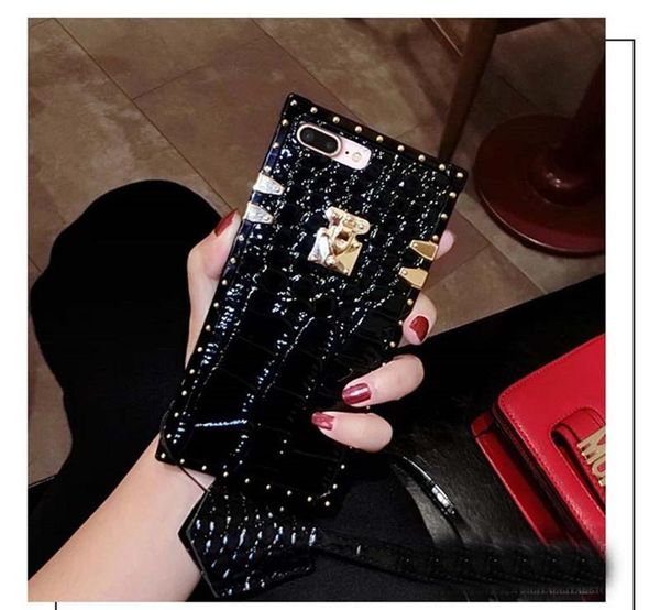 

european luxury alligator vintage case for iphone xr xs max 11 pro fashion square leather cover for iphone bbyajm bdepack2001