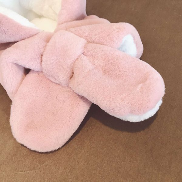 

children's baby's scarf in one winter hat neck boy and girl's ear protection imitation rabbit plush td81, Red;brown