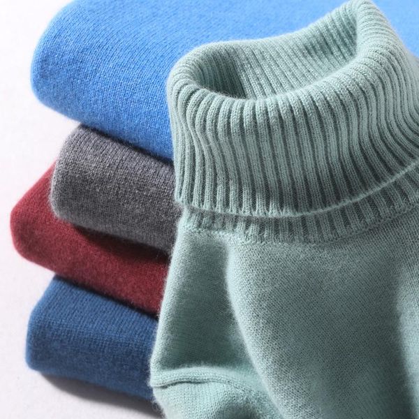 

autumn and winter new cashmere sweater men's high neck thickened pullover men's large size warm knitted bottomed sweater, White;black