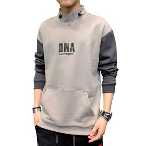 

man long sleeve casual hoodies fashion trend korean version lapel pullovers sweatshirts designer new autumn male hooded sweater clothing, Black