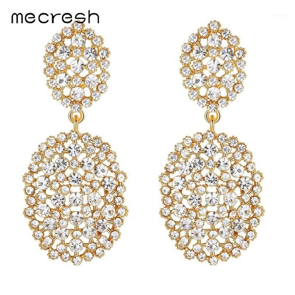 

dangle & chandelier mecresh colorful rhinestone korean wedding earrings for women crystal statement bridal hanging christmas jewelry eh11171, Silver