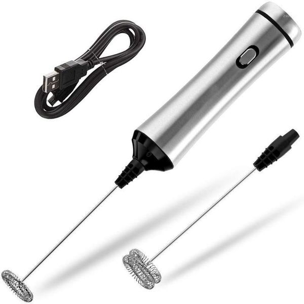 

food mixers usb chargeable double spring whisk head electric milk frother stainless steel handheld foamer drink mixer two speeds1