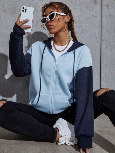 

two tone drop shoulder drawstring thermal hoodie m3qh#, White;black