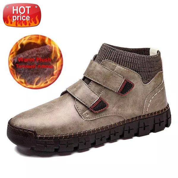 

men's boots plush warm brand men's winter boots waterproof leather snow ankle outdoor men motorcycle sneakers #m11n