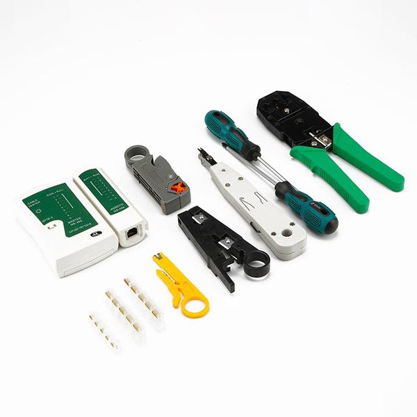 

computer network repair tool kit rj45 ethernet lan cable tester wire cutter screwdriver pliers crimping maintenance tool set bag