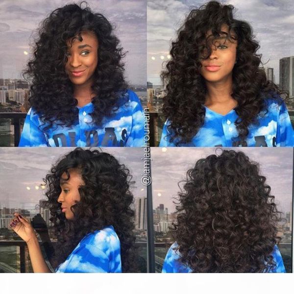 

high ponytail full lace wig peruvian glueless full lace curly human hair wigs lace front wigs with baby hair, Black;brown