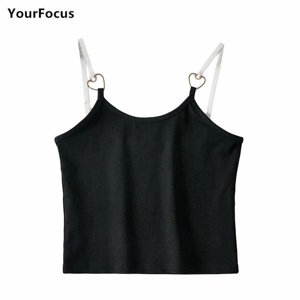 

women's tanks & camis kawaii cute cami y2k pink black heart corset short tight crop women haut femme, White