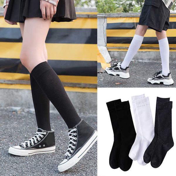 

1pair mini women girls fashion school student socksspring summer opaque over knee thigh high elastic stockings black/white