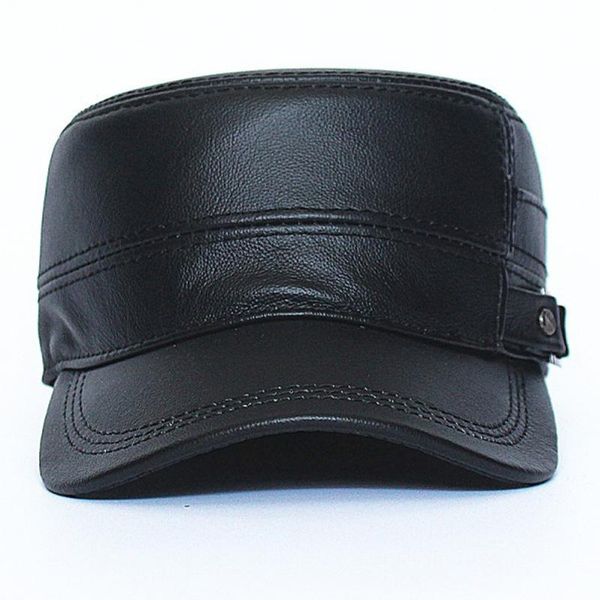 

genuine leather middle-aged dad caps winter warm mens hats cowhide leather hat with thick warm ear protection flat cap casual, Blue;gray