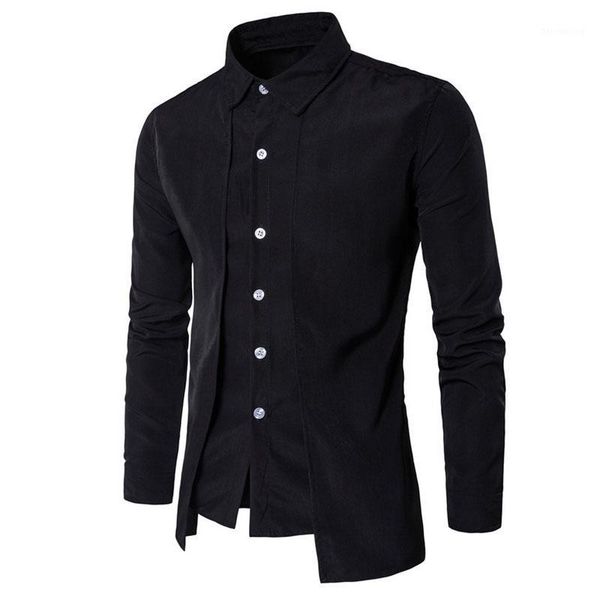 

2019 new spring solid dress shirts long sleeve mens wedding casual shirt male slim fit social shirt male fake 2 piece1, White;black