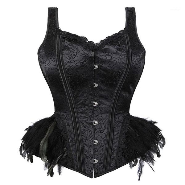 

s-2xl corsets and bustiers peacock embroidery princess burlesque overbust corset gothic feather clothing body shaper bustier1, Black;white