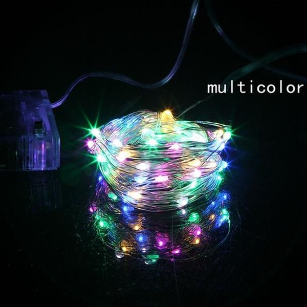 

2m ого 10й серебряная проволока fairy свет шнур сид 3aa от батареи водонепроницаемого освещения праздника для рождества свадебных украшений