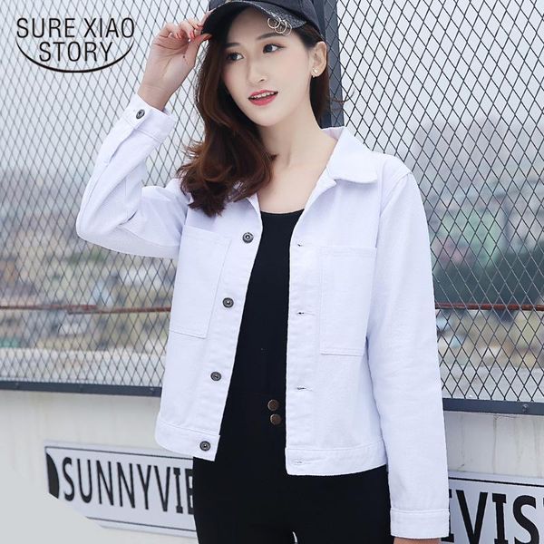

sweet jacket student white cowboy jeans jacket and coat female casual slim coat long sleeve pocket jackets autumn 7117 501, Black;brown