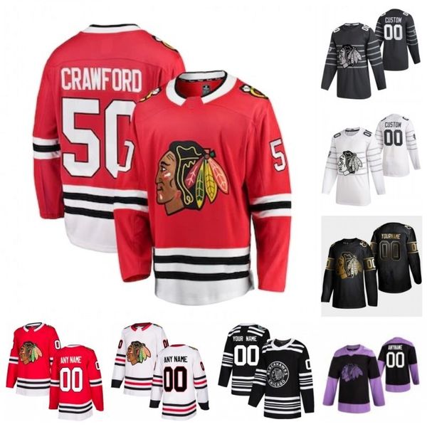 

custom corey crawford duncan keith brent seabrook connor murphy adam boqvist alex debrincat 2020 hockey jerseys stitched, Black;red