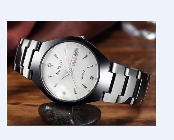 WLISTH Часы для моды Мужчины Кварцевые наручные часы Высочайшее качество Вольфрамовая сталь водонепроницаемый студенты Смотреть дату недели Дисплей мужские часы