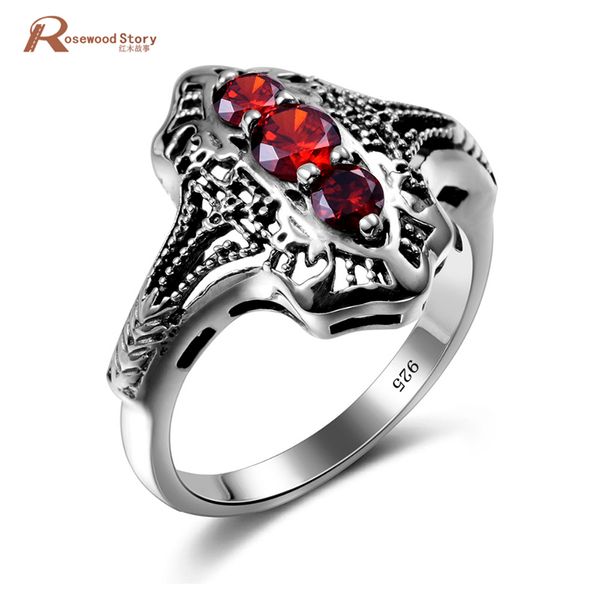 

new arrival retro victoria wieck rings garnet cz stone classic fashion jewelry crystal rings for women silver sterling ring 925, Black