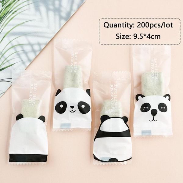 

aq 200pcs/lot cartoon panda transparent candy bag cute frosted animal sugar packaging baby shower diy party plastic bag color