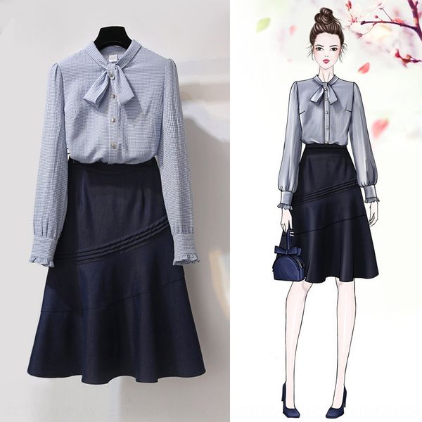 

early two-piece set nifty french niche 2019 spring suit western early spring suit two-piece suitkorean style hepburn style temperament young, Gray