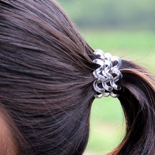 

transparent white telephone wire women gum elastic ring plastic rope hair accessories 5 cm wmtixd bdesybag, Silver