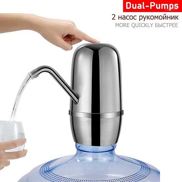 

water dispenser automatic drinking electric pump usb rechargeable wireless dual pumps faucet tap for home travel1