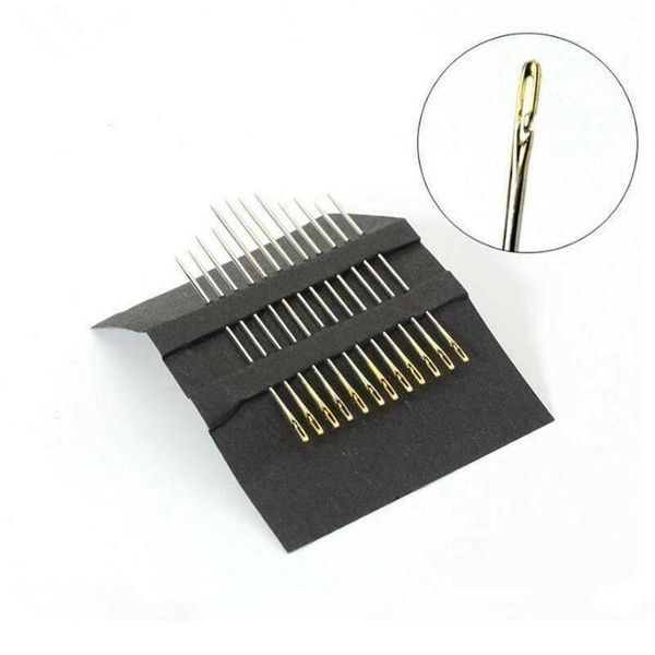 

12pcs self-threading sewing needles set assorted sizes thread stitching pins for jewelry making beads d qylbmh