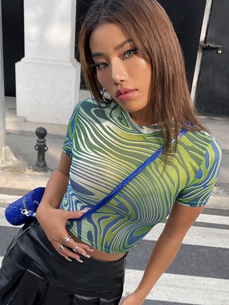 

all over print crop mesh r7sw#, White
