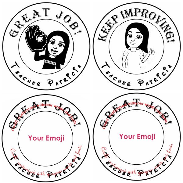 

40mm round professional personalized stamps custom personal name stamp great job encouraging teacher stamps self inking for 1019
