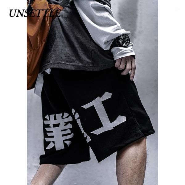 

unsettle 2020ss harajuku shorts mens character printd casual fashion summer hip hop baggy streetwear male joggers short pants1, White;black