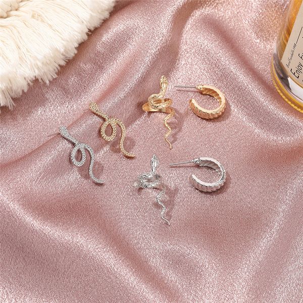 

gold silver retro snake earrings stud for women girl big circle earring fashion vintage dangle earring jewelry set party favor kimter-k212fa