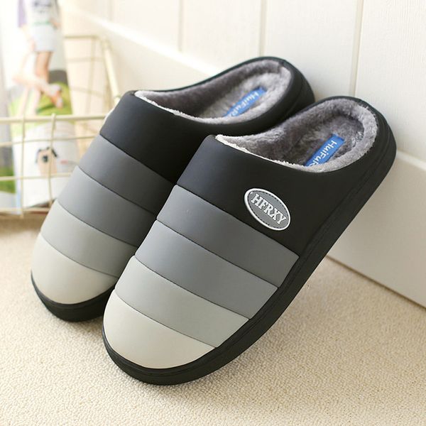 

2020 men slippers winter home slippers non-slip indoors bedroom floor warm shoes zapatos de hombre #l35, Black