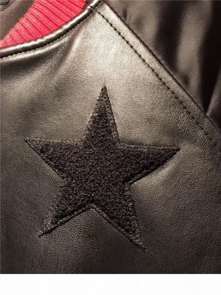 

2018 fashion brand motorcycle leather jackets zipper pentagram broidery men leather clothing men leather jackets male business casual coats, Black