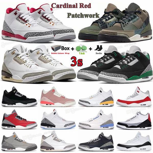 

cardinal red for jumpman 3 3s men shoe basketball shoes cement black cat medium grey pine green racer blue midnight navy patchwork mens trai