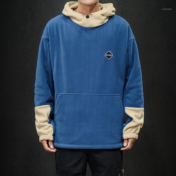 

hooded japanese-style hoodie men fleece pullover fall and winter clothes polar fleece plus velvet korean-style teenager boy's co1, Black