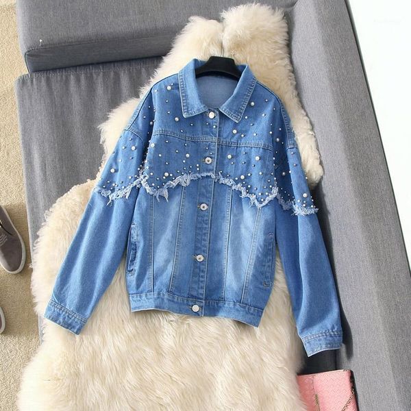 

2020 new arrive beading tassel long sleeve jacket,denim outerwear1, Black;brown