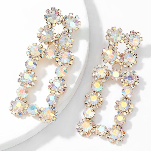 

women's earringsgold diamond fancy diamond glass diamond geometric earrings for party jewelry 2020 new design female, Golden;silver