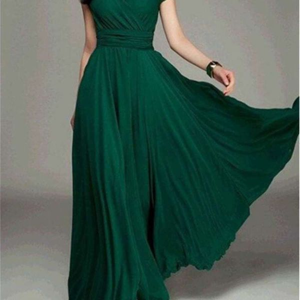 

v-neck bohemian close long short skirt sleeve waist dress hq0606, Black;gray